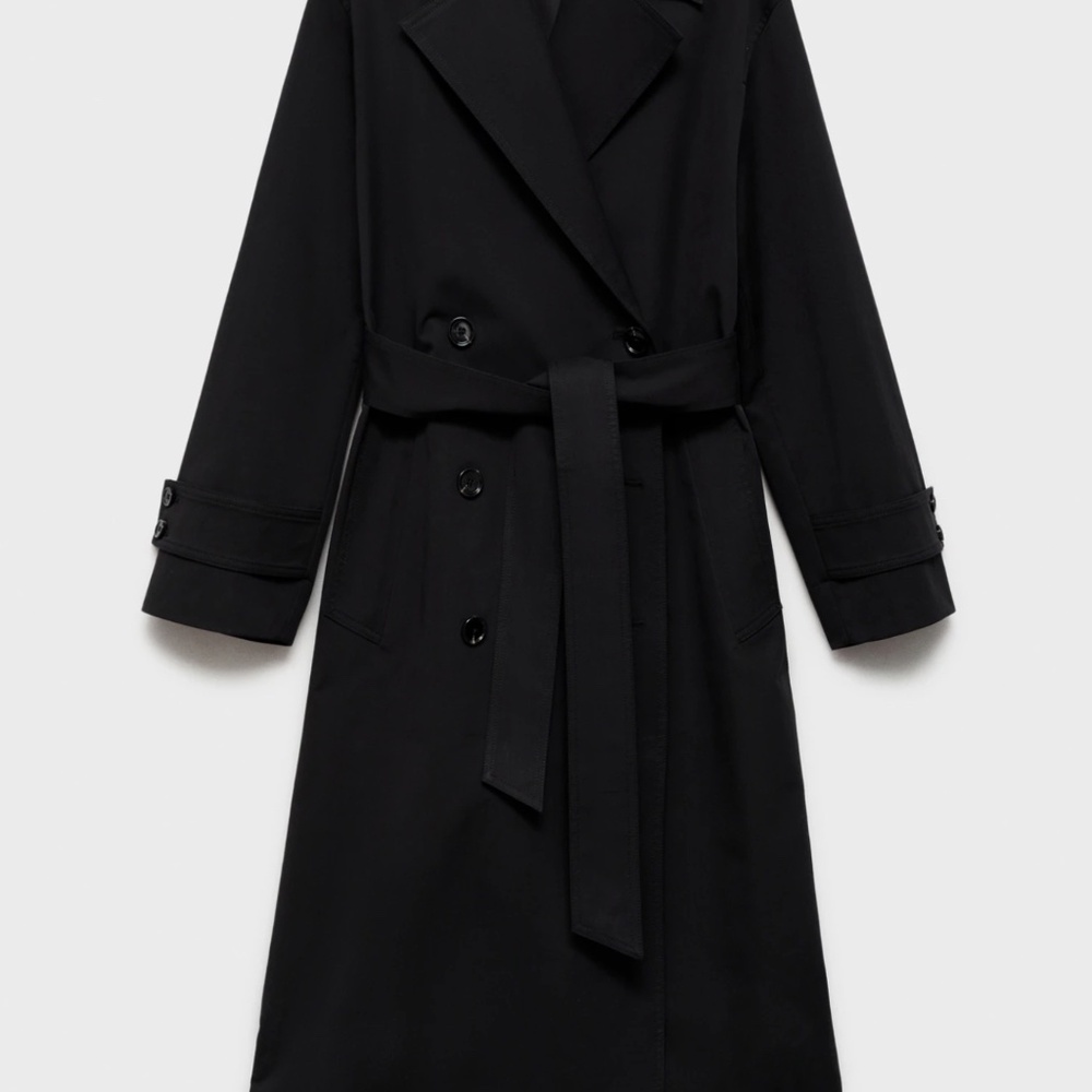 LONG OVERSIZED DOUBLE-BREASTED, BLACK TRENCH COAT by Mango